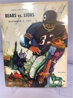 Bears vs Lions Nov 5 1967 program W/ ticket