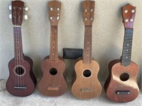 Lot of 4 ukuleles