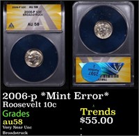 ANACS 2006-p Roosevelt Dime *Mint Error* 10c Grade