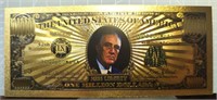 24k gold-plated banknote fdr Franklin Delano