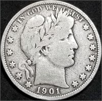 1901-S Barber Silver Half Dollar, Better Date