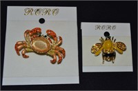Roro Crab & Bumble Bee Fashion Brooch Pins