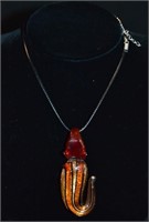 Murano Glass Fashion Pendant On Leather Necklace
