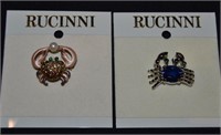 2 Rucinni Crab Fashion Brooch Pins