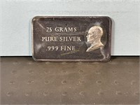 25 grams silver bar in .999 purity