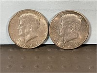 Two 1964D Kennedy half dollars