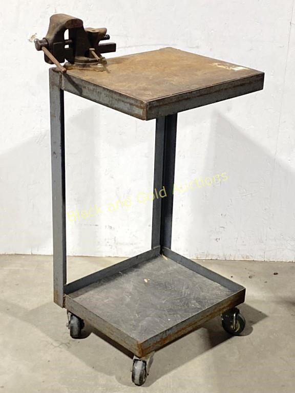 Small Rolling Metal Cart W/ Vise