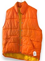 Vintage Orange Puffer Vest Distressed