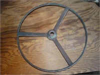 Vintage Cast Iron Tractor Steering Wheel 17"d