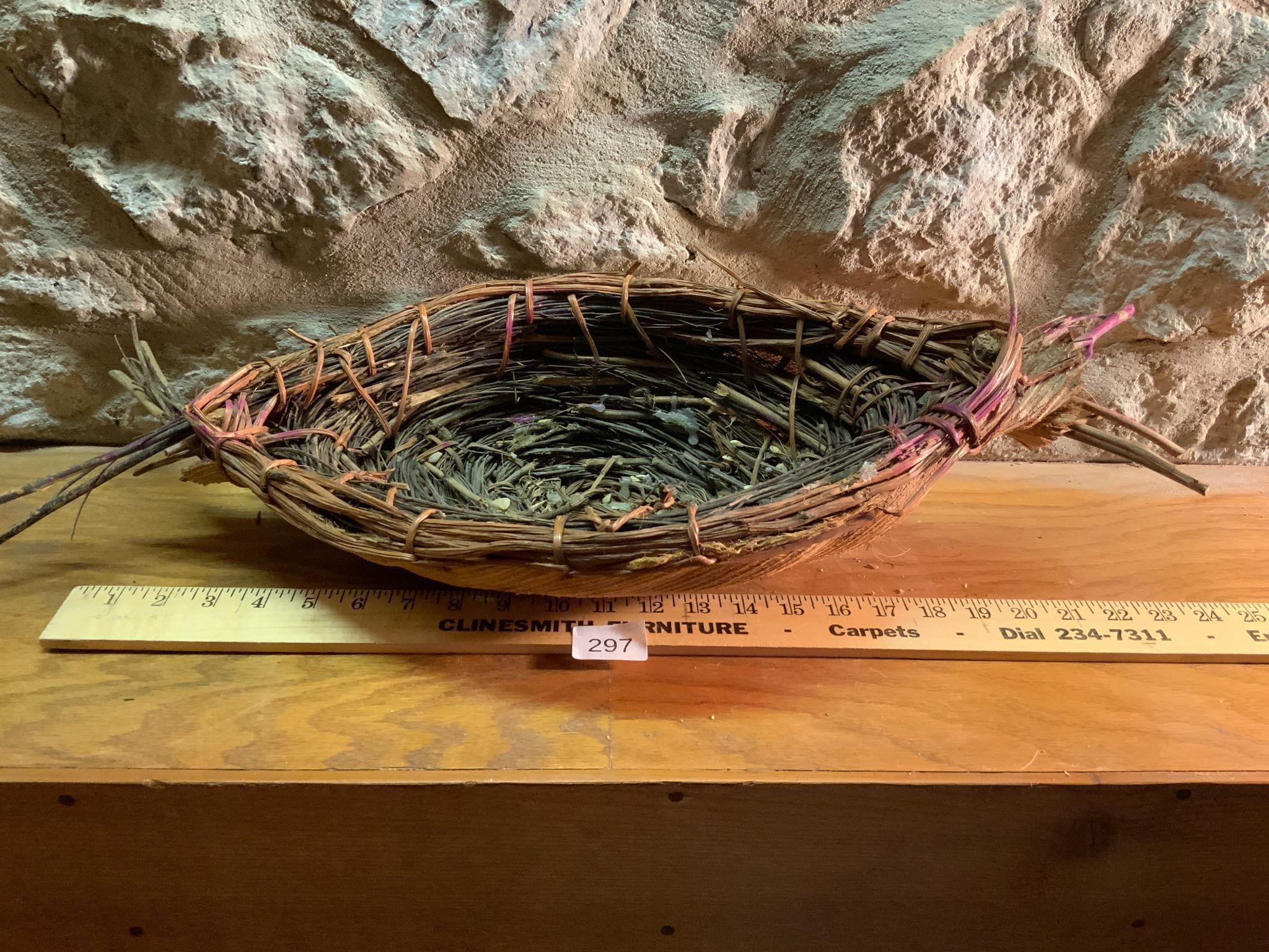 Vintage Leaf Wrapped Stick Basket