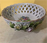 Antique German porcelain articulated bowl with