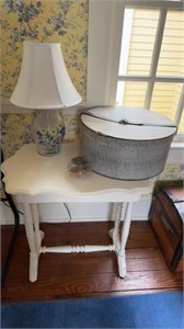 White painted antique side table, with a large