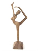 Carved Wood Female Nude in Dance Pose