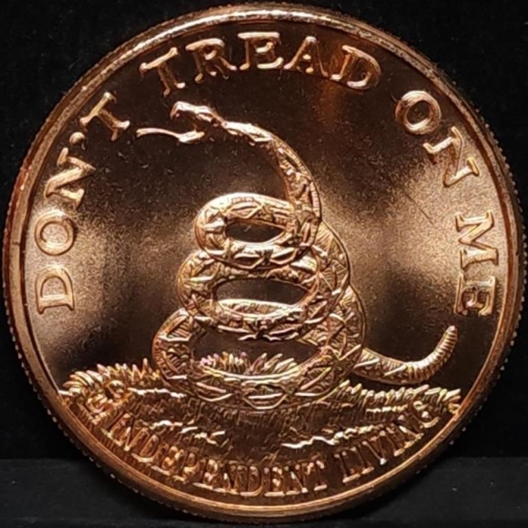 1oz Copper Bullion Don't Tread on Me Round BU