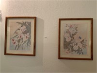 2 Flower Framed  Prints Signed