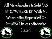 ALL ITEMS SOLD "AS-IS" & "WHERE IS"