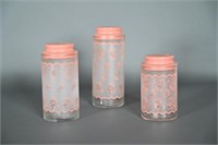 Rare MCM Tiara Glass Canister Set w/ Rubber Lids