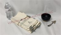 "A" Mud Pie Cotton Napkins, Marble Bowl & Spreader