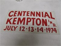 kempton, Ind centennial sign