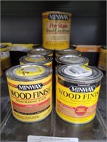 GROUP OF MINWAX WOOD STAIN 8 OZ CANS,