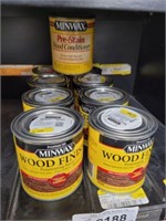 GROUP OF MINWAX WOOD STAIN 8 OZ CANS,