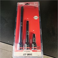 1/2" Drive IMPACT EXTENSION, 3 Pcs, Black Oxide, 3