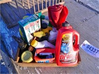 box of Drano and misc supplies