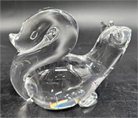 Steuben Signed Art Glass Crystal Squirrel Figurine