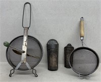 Vintage kitchen utensils strainers and shredders