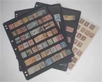 Four sheets of antique & vintage stamps