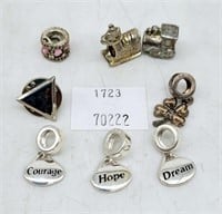 6 Silver Charms Big Hole Charms Style Courage Hope