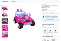 B4079  Barbie Jeep Wrangler Ride-on, 12 V, 5 mph