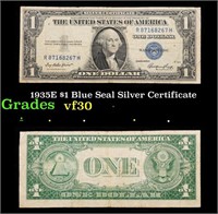 1935E $1 Blue Seal Silver Certificate Grades vf++