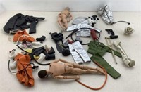 Large lot of GI Joe accessories  2 Dolls and pull