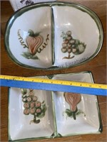 2 Louisville stoneware divided dishes ,serving