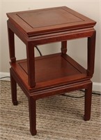 PAIR OF CHINESE WOOD END TABLES
