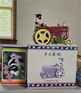 COUNTRY FARM COOKIE JAR & ROLY POLY CALF