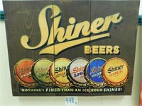 Wood Shiner Beer Bottle Cap Sign (26x19")