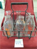 6 Hole Milk Bottle Carrier w/ 6 Milk Bottles -