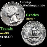 1989-p Washington Quarter 25c Grades GEM+ Unc