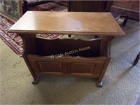 Oak Chairside Occasional Table with Magazine Rack