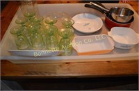 Pyrex, Green Glasses, Pans