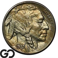 1937-S Buffalo Nickel, Gem BU, Nicely Toned!