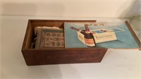 Vintage Wood box and contents