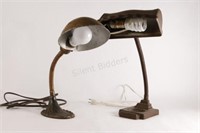 Art Deco Metal Banker's Adjustable Desk Lamps