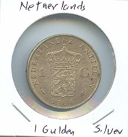 Netherlands 1 Gulden Silver - 1964