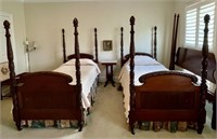 Carved Wood Twin Four Poster Beds