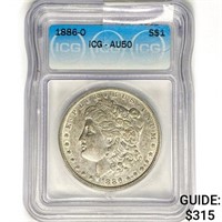 1886-O Morgan Silver Dollar ICG AU50