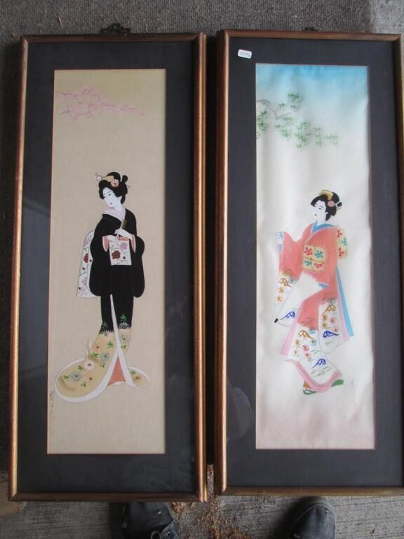 2 Framed Oriental Artworks on Silk.