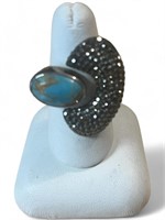 Silver Turquoise Ring Sz6 6.2g 925